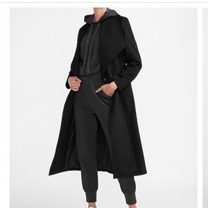 Express wool blend Belted collar wrap coat.